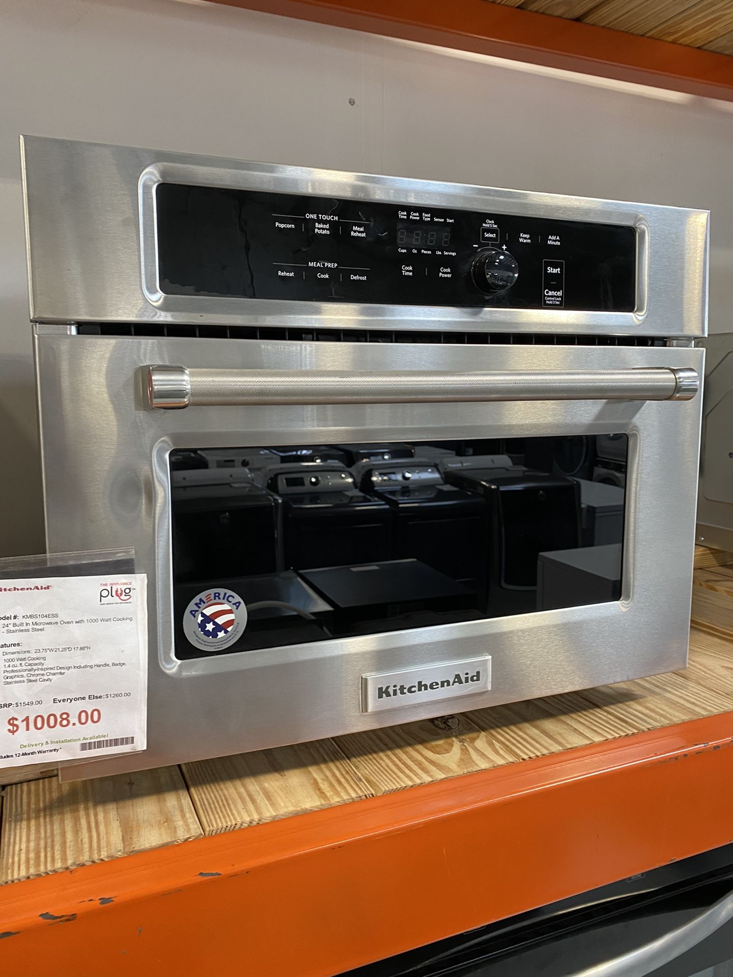 KitchenAid Stainless Steel 24” Built In Microwave Oven With 1000 Watt Cooking