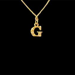 Cubic Zircon Alphabet Pendants Gold Tone Mini “ G” Letter Pendant Neck