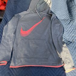 Nike Dri-Fit, lady’s size xs hooded sweatshirt, grey and coral 