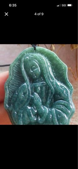 Certificate jadeite Green Natural A Jade Pendant Virgin Mary