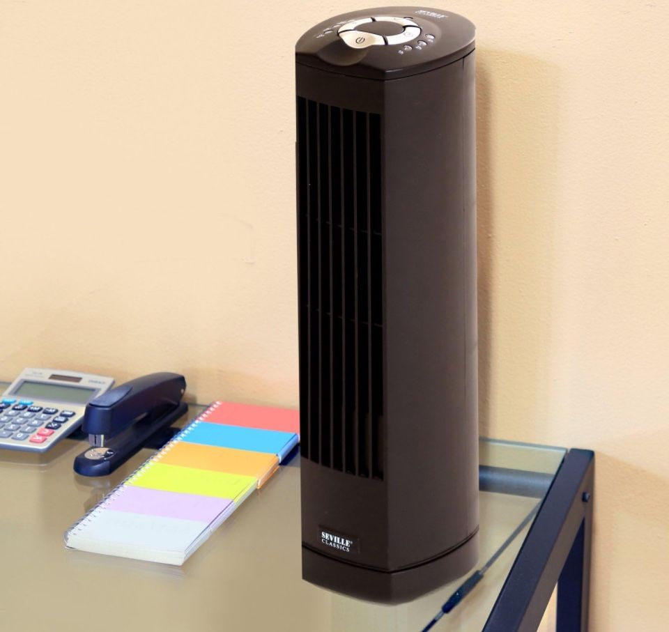 Seville Classics UltraSlimline 17 in. Oscillating Personal Tower Fan, Black