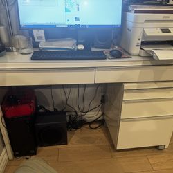 Monitor, CPU, Printer with Speaker and Subwoofer