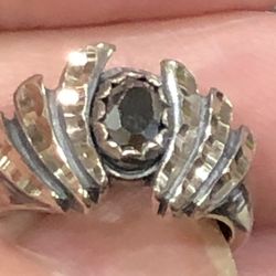 STER 925 Sterling Silver Onyx Ring,Size 6