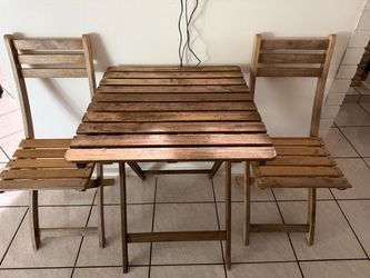 1 wooden table and 2 wooden chairs from Ikea