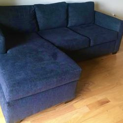 Midnight Blue Porthos 80” Modern Sectional Sofa with Reversible Chaise by Living Spaces