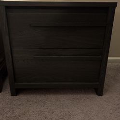 Night Stand-black-2 Drawer