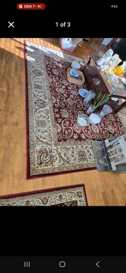 Red Persian style area rug and runner set