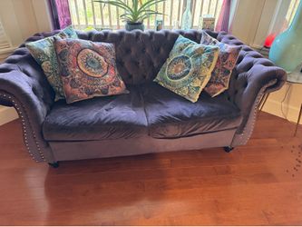 Chesterfield style velvet couch