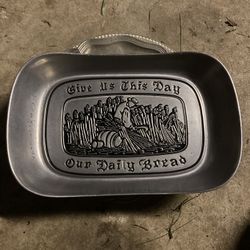 Vintage Wilton Columbia Plate “Give Us This Day Our Daily Bread”Pewter Tray Rare