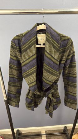 Green and blue striped jacket