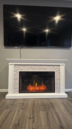 Ledgestone Electric Fireplace with Stacked Stone – Like New 
