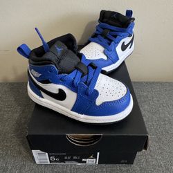 Jordan 1 Mid - Game Royal, Black & White - Size 5c