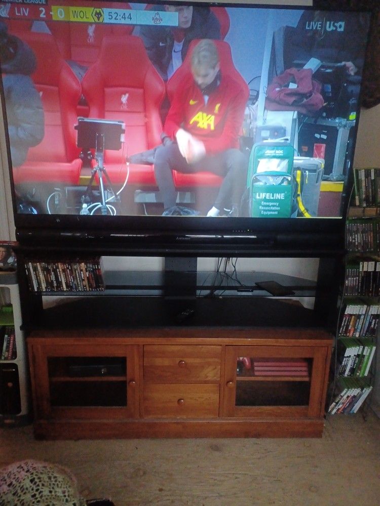 73"MITSUBISHI 1080P DIGITAL LASER PROJECTION TV WITH MATCHING STAND $300 FINAL PRICE