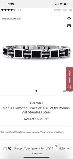 Men's Diamond Bracelet 1/10 ct tw Round-cut Stainless Steel