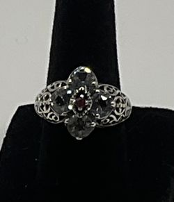 Sterling silver Ruby & Cubic Zirconia Size 5 3/4 Ring