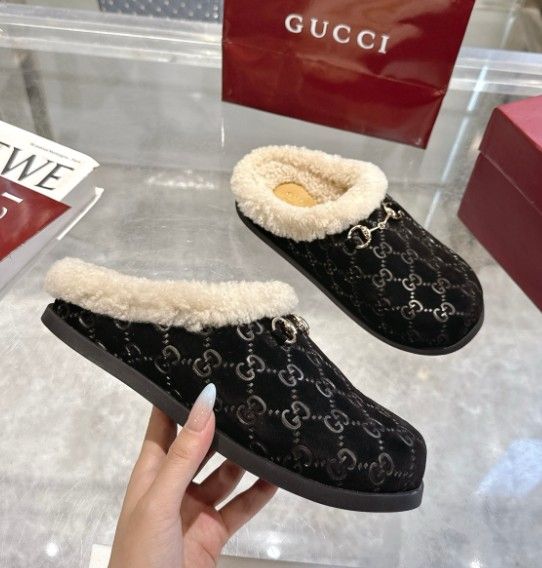 Fall/Winter New Arrival Women's Calfskin Horsebit Wool Slippers