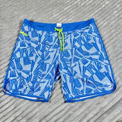 Vineyard Vines Board Shorts Mens 40 Blue Abstract Palm Performance Swim Trunks