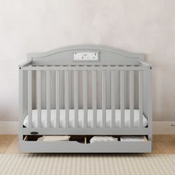 Graco Story 5-in-1 Convertible Baby Crib with Drawer and Reversible Headboard, White