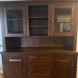 Rustic China Hutch with Wine Storage