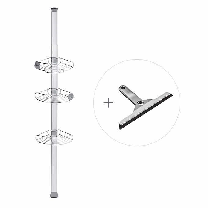 Simplehuman 8ft Tension Shower Caddy and Foldaway Squeegee