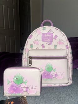 Loungefly Disney Tangled Pascal Sewing All Over Print Mini Backpack & wallet