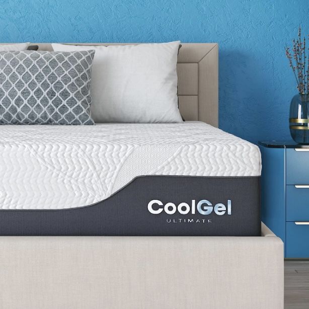 Classic Brands Cool Chill Gel Memory Foam 14-Inch Mattress With 2 Pillows/King /Bed-in-a-Box