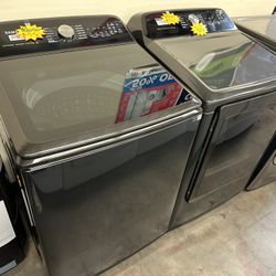 Samsung 5.2 cu.ft Top Load Washer and 7.4 cu.ft Gas Dryer 