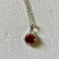 Lab grown red gemstone pendant necklace