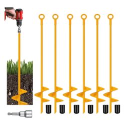 6 Pack Ground Anchors Kit 18'',Heavy Duty Metal  X(16)