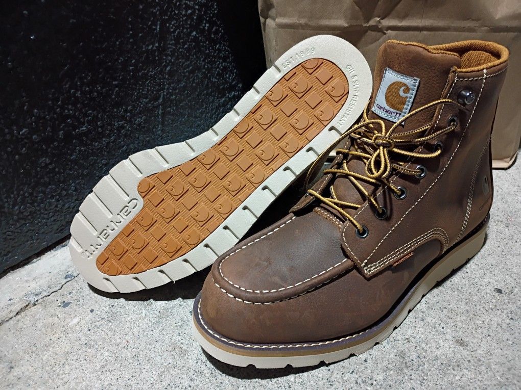 Carhartt Men's 6" Moc Toe Wedge Waterproof Work Boots. 