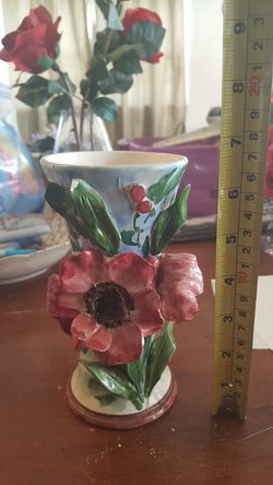 Vintage Italian Capodimote Rose vase