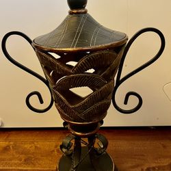 Vintage Decorative Metal Vase with Lid