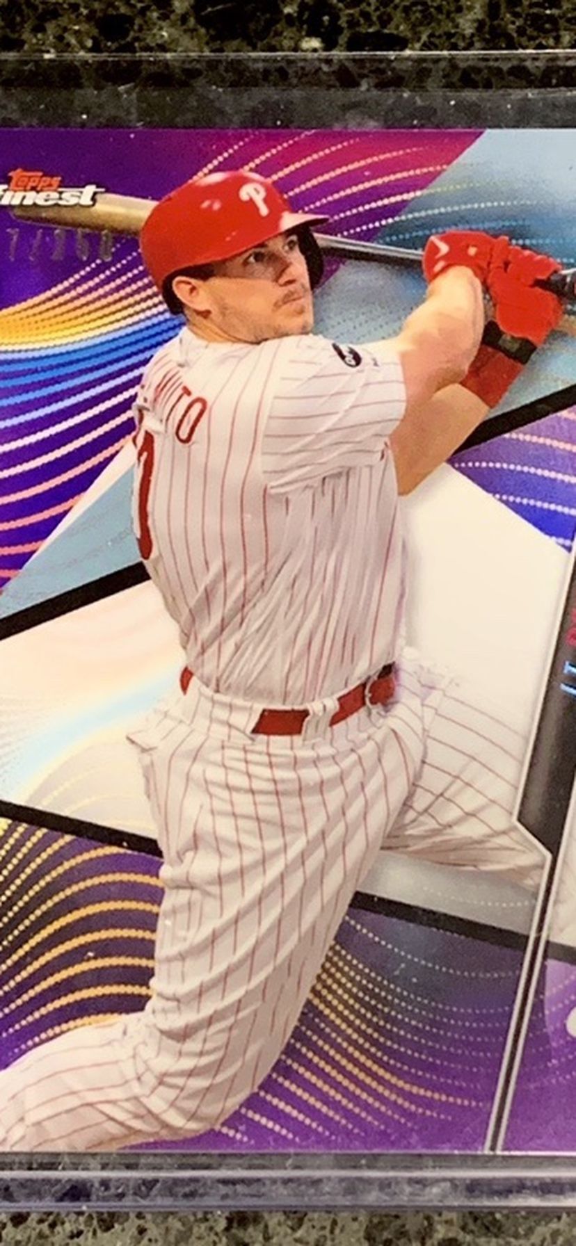 2020 Topps Finest JT Realmuto Phillies Purple Parallel Baseball Card. Numbered To 250.