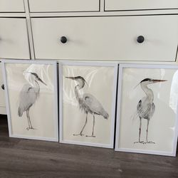 Heron Artwork - Set of 3 - Like New!