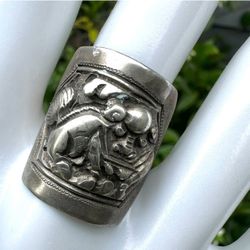 Chinese Tibetan  Sterling  silver  vintage  Animal Jewelry Ring