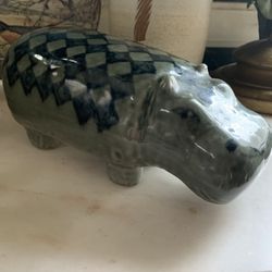 Vintage Lisa Larson Stora Zoo Series "Hippo" Figurine  Designed in 1958 for the Gustavsberg Factory.  The figurine is made of Chamotte Stoneware decor