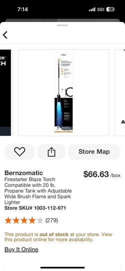 Bernzomatic Firestarter Blaze Torch Compatible with 20 lb. Propane Tank with Adjustable Wide Brush Flame and Spark Lighter