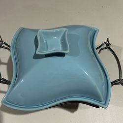 Blue ceramic baking chafer