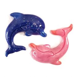 Set of 2 blue and pink dolphin magnets handmade resin home office decor new