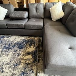 New Charcoal Gray Modern Reversible Chaise Sectional – Take It Home Today With $0 Down ⭐️ Flexible Payments