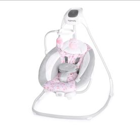 Ingenuity SimpleComfort Multi-Direction Compact Baby Swing with Vibrating Seat, For Infants, Unisex - Cassidy (Pink)