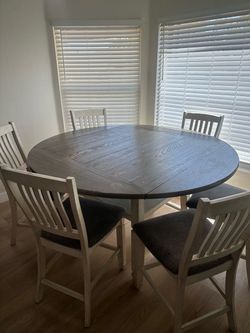Square Round Dining Table with 6 Chairs