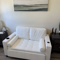 White Corduroy Convertible Daybed Couch