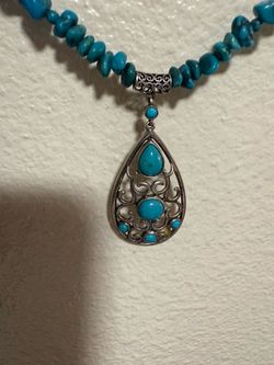 Jay King sterling silver turquoise pendant necklace