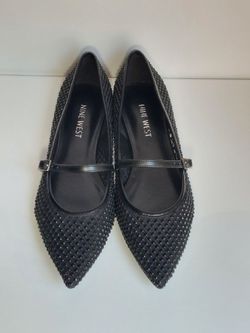 Nine West mary jane flats. New. Black mesh crystals. Size 8 women's shoes
