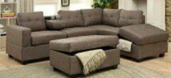 Brand new light grey or chocolate storage sectional