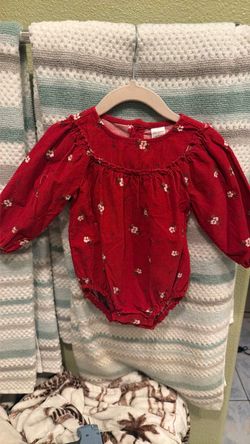 Baby Girl Red Floral Corduroy Romper