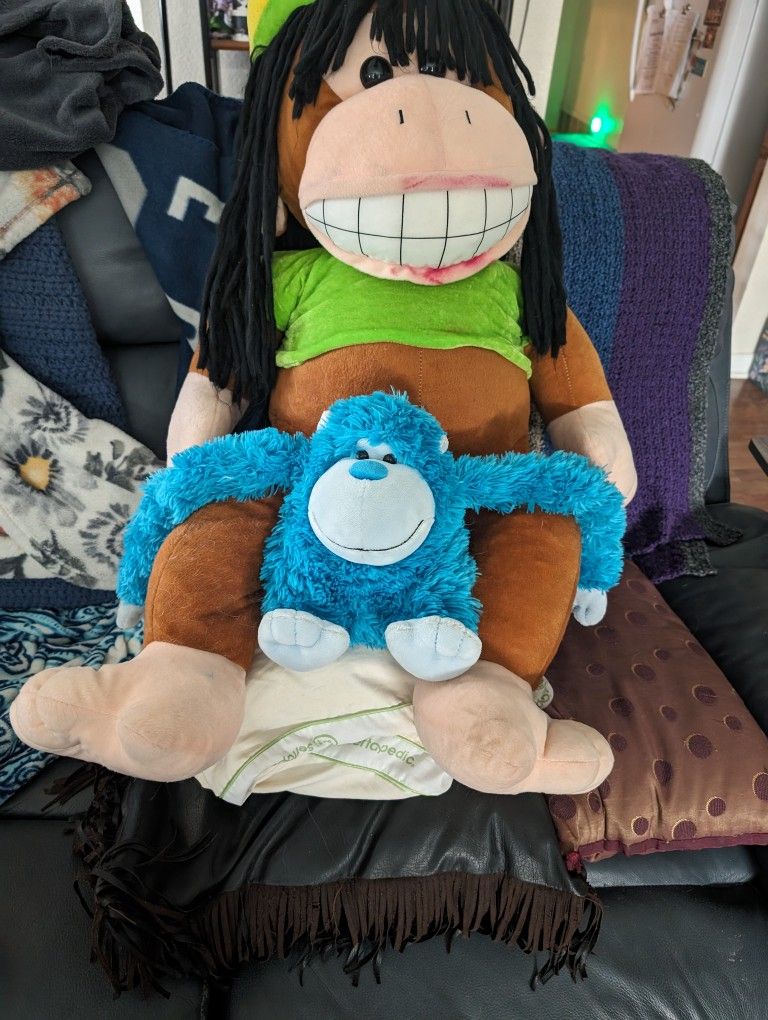 2 Stuffed Animals Bob Marley Monkey And His Blue Pal