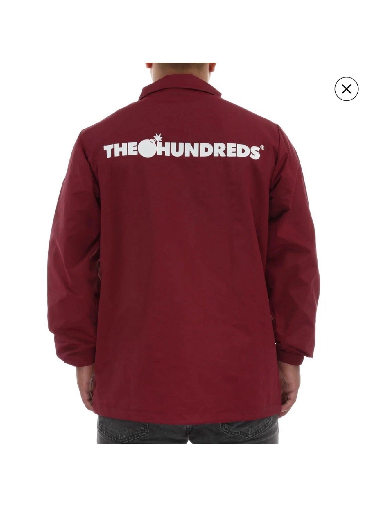 THE HUNDREDS BAR LOGO COACH JACKET STREETWEAR BURGUNDY / MAROON XL