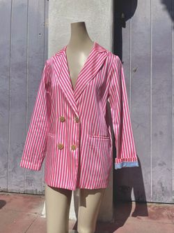 SCOTCH & SODA Women’s Pink & White Striped Blazer | XS